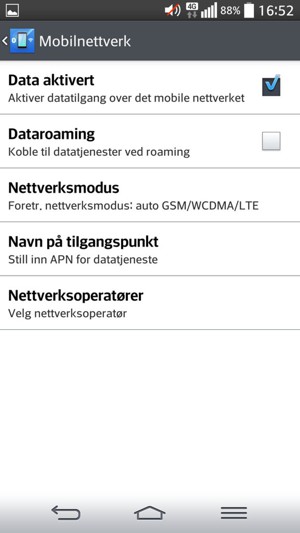 For å bytte nettverk hvis det oppstår nettverksproblemer, velg Nettverksoperatører
