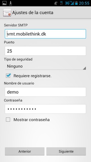 Introduzca la dirección de servidor saliente