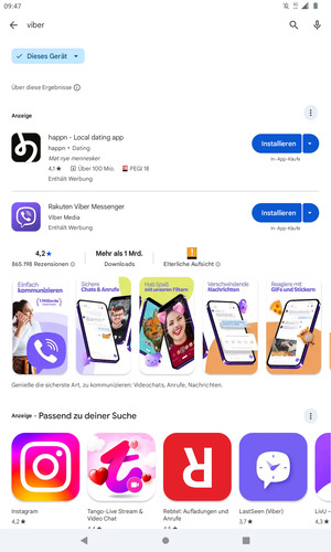 Wählen Sie die App