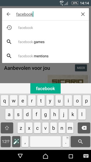 Voer de app-naam in en selecteer Zoek