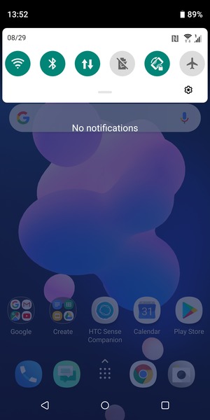 Slide down the top menu