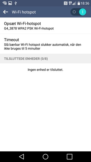 Din telefon er nu sat op til brug som modem