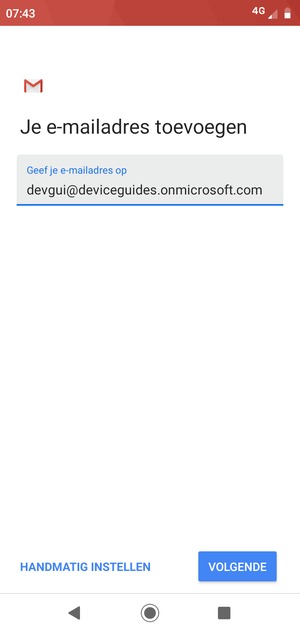 Voer uw e-mailadres in en selecteer HANDMATIG INSTELLEN