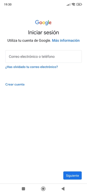 Introduzca su dirección de Gmail y seleccione Siguiente
