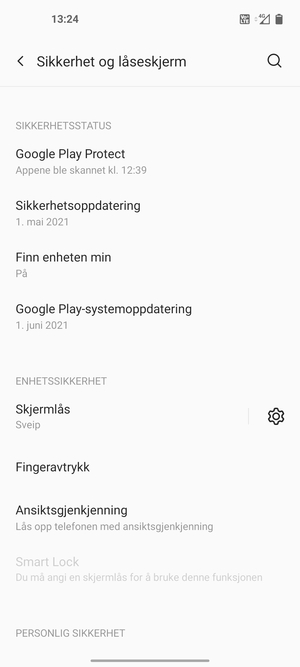 For å aktivere skjermlåsen, gå til Sikkerhet og låseskjerm-menyen og velg Skjermlås