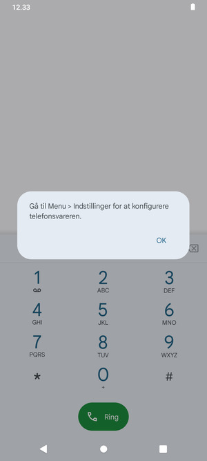 Hvis din telefonsvarer ikke er sat op, vælg OK