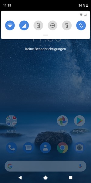 Ziehen Sie erneut das obere Menü nach unten