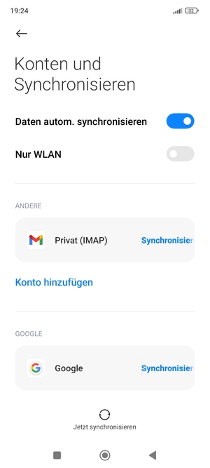 Wählen Sie Google