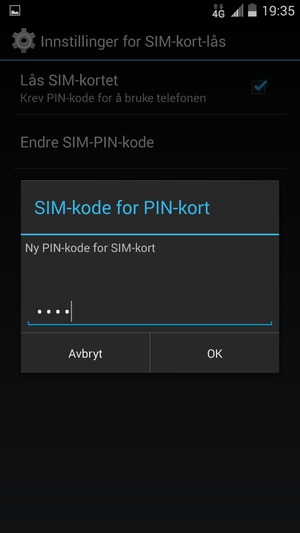 Skriv inn Ny PIN-kode for SIM-kort og velg OK
