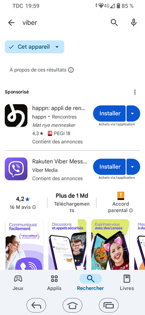 Sélectionnez l'appli