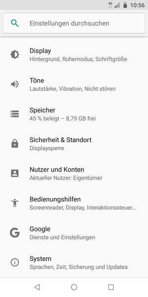 Scrollen Sie und wählen Sie Sicherheit & Standort