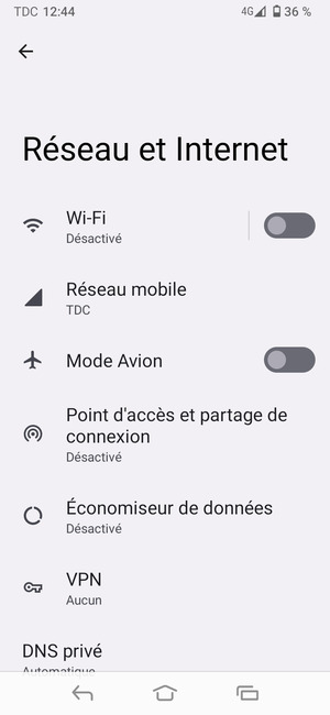 Sélectionnez Réseau mobile