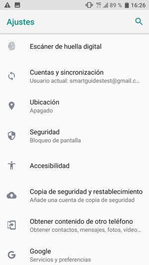 Desplácese y seleccione Seguridad