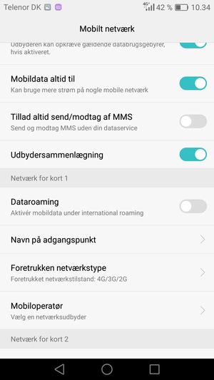 For at skifte netværk, hvis der opstår netværksproblemer, vælg Mobiloperatør