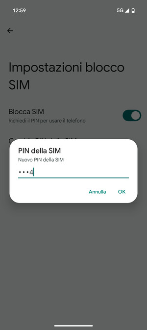 Inserisci Nuovo PIN della SIM e seleziona OK