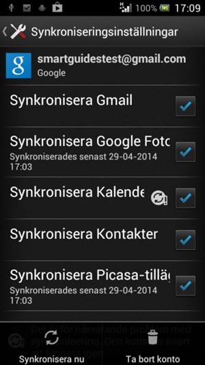 Välj Synkronisera nu