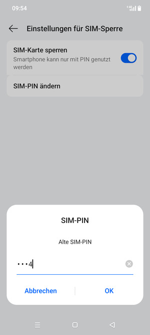 Geben Sie Aktuelle PIN für die SIM-Karte ein und wählen Sie OK