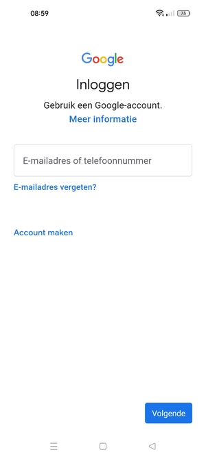 Voer uw Gmail adres in en selecteer Volgende