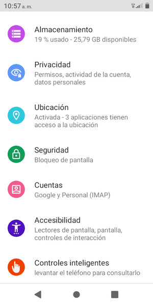 Desplácese y seleccione Seguridad