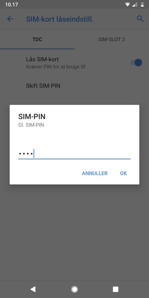 Indtast din Old SIM PIN og vælg OK