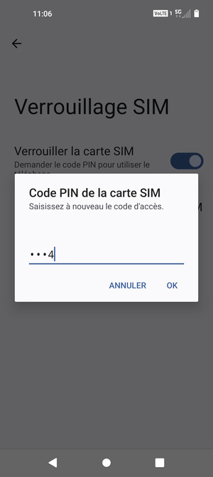 Veuillez confirmer votre nouveau code PIN de la carte SIM et sélectionner OK