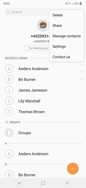 Select Manage contacts