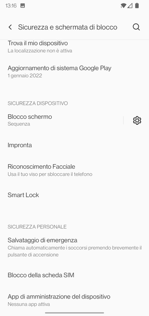 Il tuo telefono è ora protetto dal blocco schermo