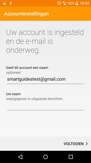 Geef uw account een naam en voer uw naam in. Selecteer VOLTOOIEN