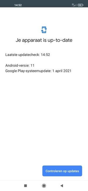 Als uw telefoon up-to-date is, zult u het volgende scherm zien