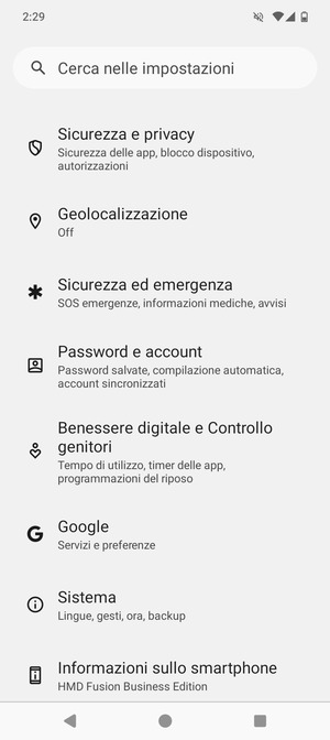 Scorri e seleziona Sicurezza e privacy