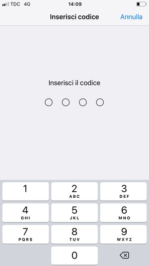 Inserisci Codice di accesso se è attivato sul tuo telefono