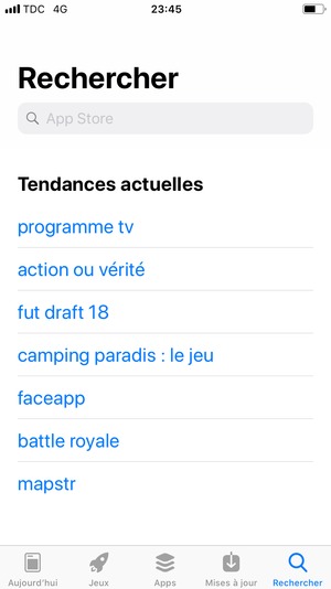 Sélectionnez la barre de Recherche