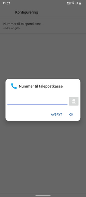 Skriv inn Nummer til talepostkasse og velg OK