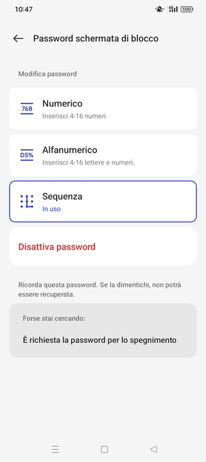 Il tuo telefono è ora protetto dal blocco schermo