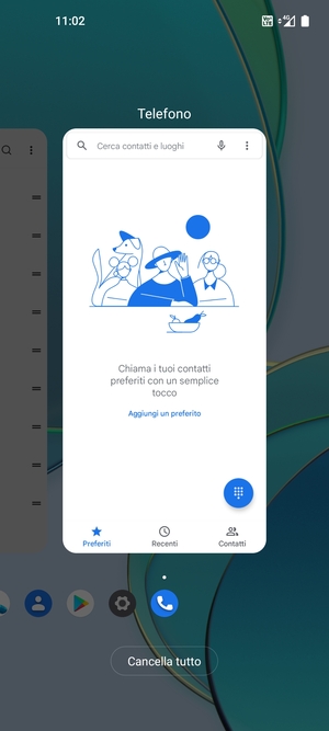 Seleziona Cancella tutto per chiudere tutte le applicazioni in esecuzione