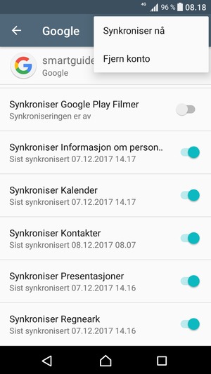Velg Synkroniser nå