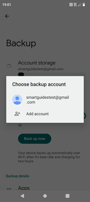 Select your backup account