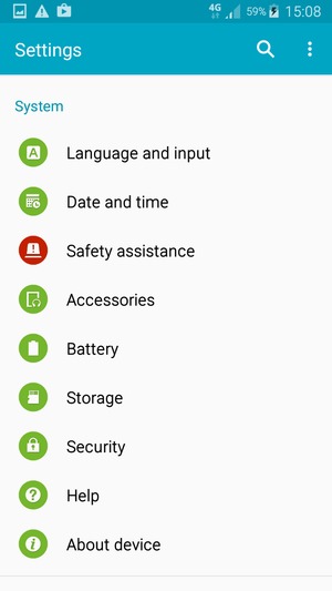 Scroll to and select Security