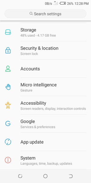 Scroll to and select System