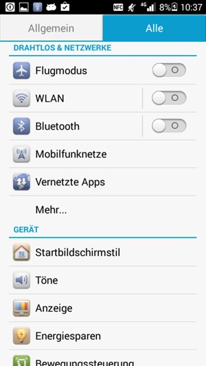 Wählen Sie Mobilfunknetze