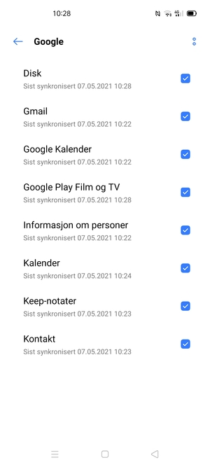 Forsikre deg om at Kontakt er valgt