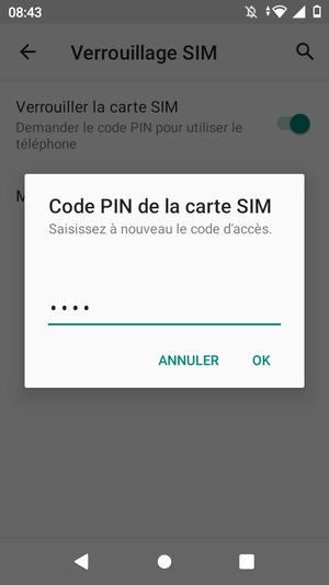 Veuillez confirmer votre nouveau code PIN de la carte SIM et sélectionner OK