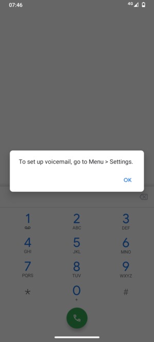 If your voicemail is not set up, select OK
