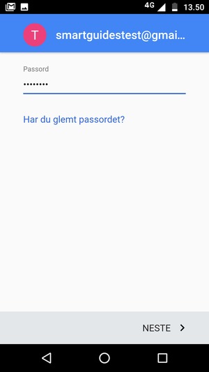Skriv inn passord og velg NESTE