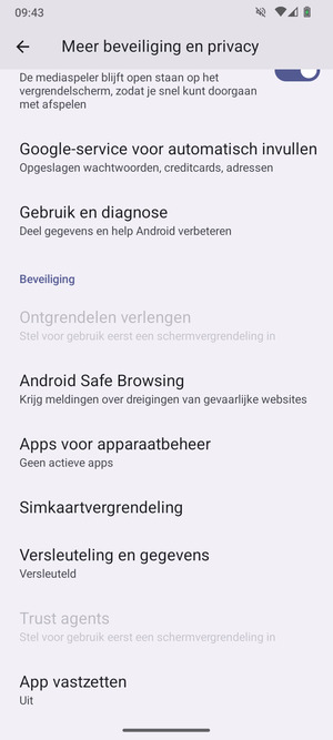 Scroll naar en selecteer Simkaartvergrendeling