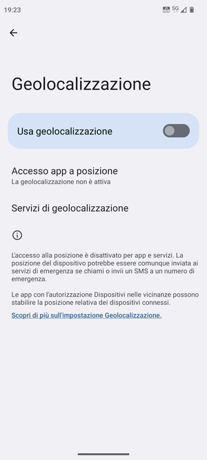 Disattiva Usa geolocalizzazione