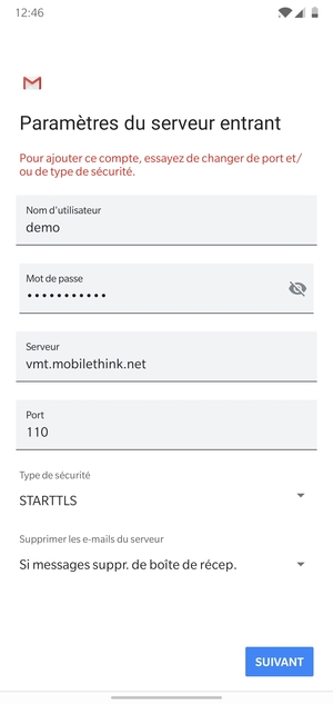 Sélectionnez Type de sécurité