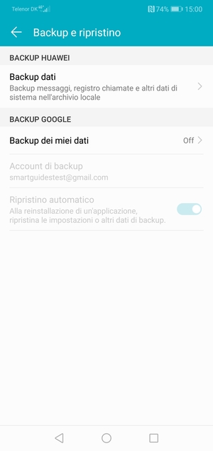 Seleziona Backup dei miei dati