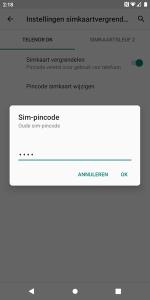 Voer Oude sim-pincode in en selecteer OK
