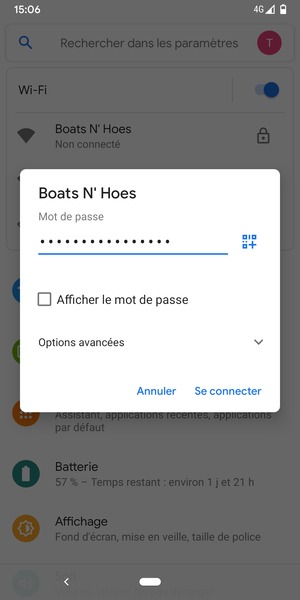 Saisissez le mot de passe du Wi-Fi et sélectionnez Se connecter